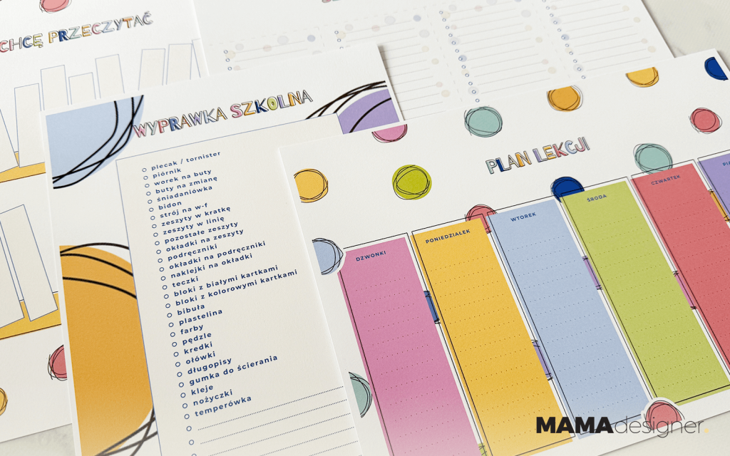 Darmowy plan lekcji do druku w kolorowych kropkach - grafiki szkolne 2025, pomoce organizacyjne dla dzieci