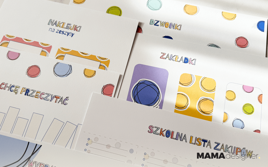 Darmowe grafiki do druku w kolorowych kropkach - grafiki szkolne 2025, pomoce organizacyjne dla dzieci