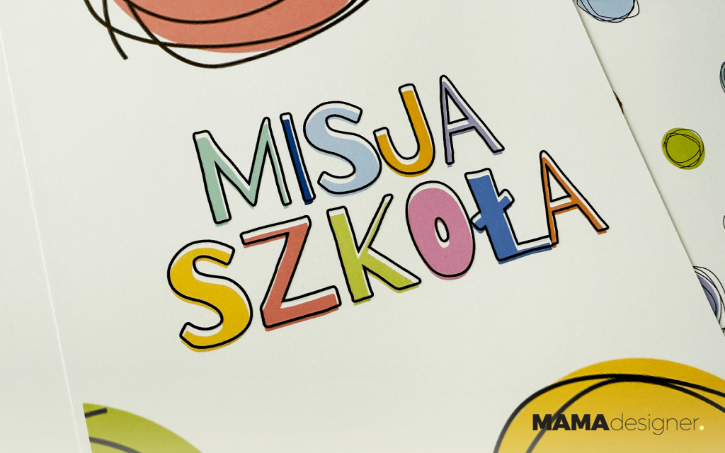 Kolorowe kropkowe grafiki szkolne do druku - plakat misja szkoła