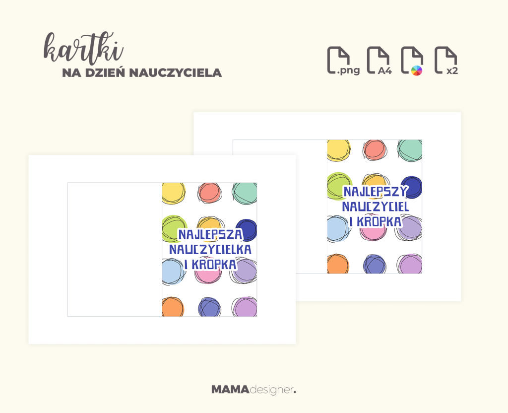 Podgląd zestawu do druku z kartkami na Dzień Nauczyciela do pobrania w formacie .png na A4