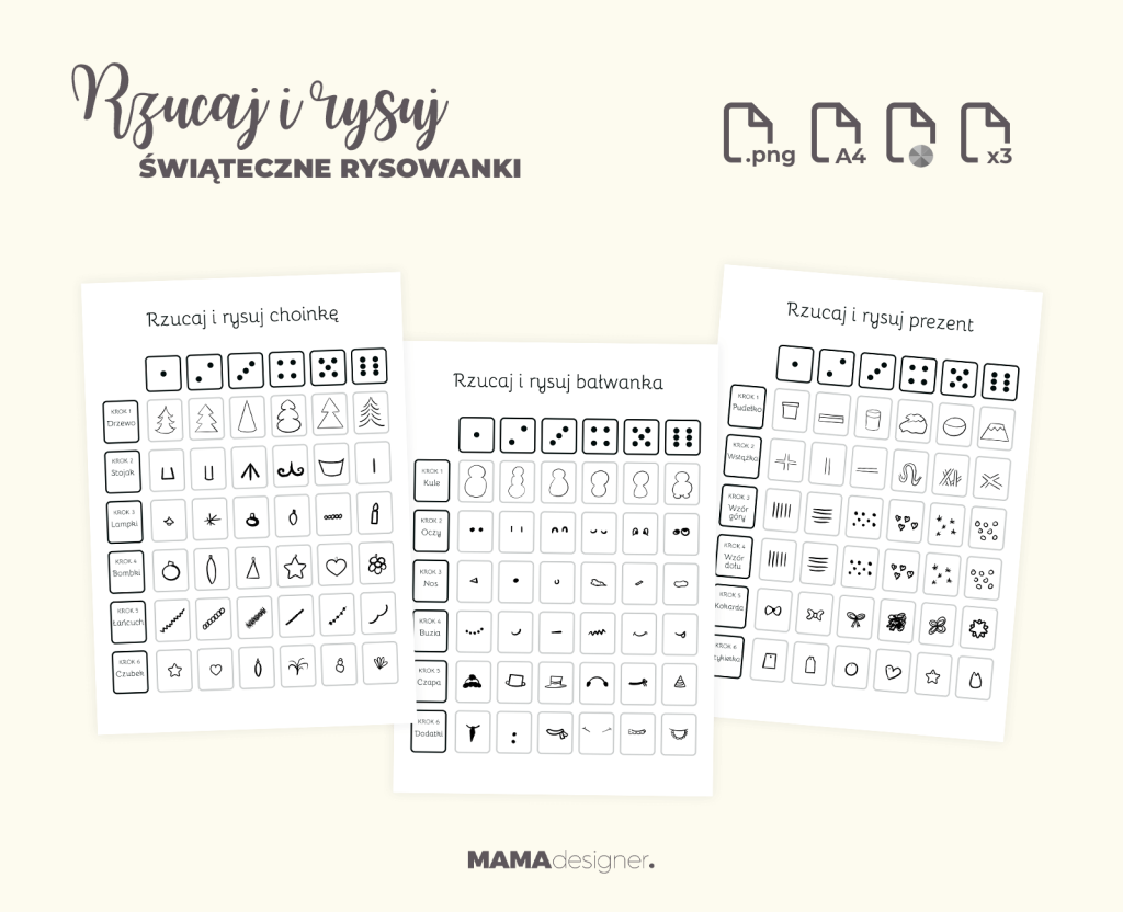 Szczegóły wydruku rysowanek.