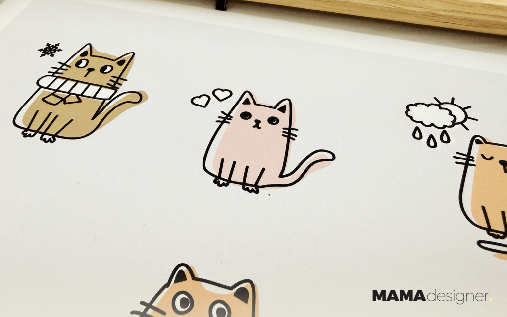 Zbliżenie na kotka z serduszkami.