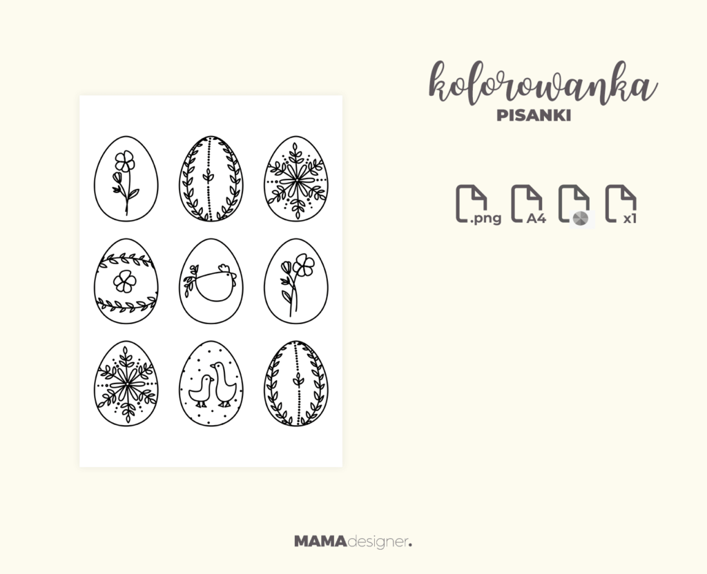 kolorowanka wielkanocna do druku - szczegóły wydruku