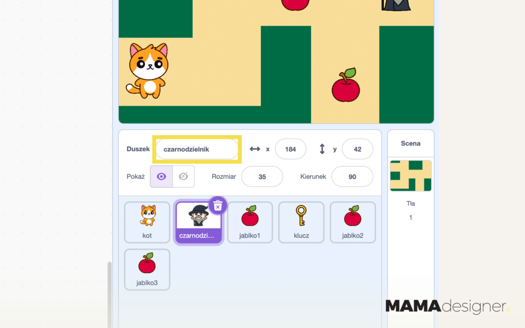 Widok grafiki Czarnodzielnika w bibliotece grafik naszej gry.