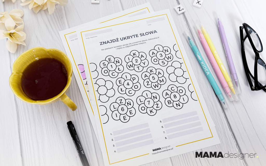 karta pracy znajdź ukryte słowa wiosna dzieci