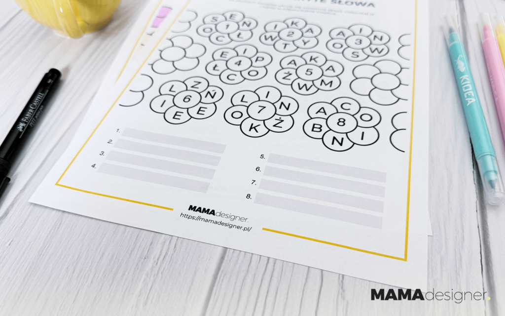 wiosenne wykreślanki edukacyjne dla przedszkola - zbliżenie na kartę pracy