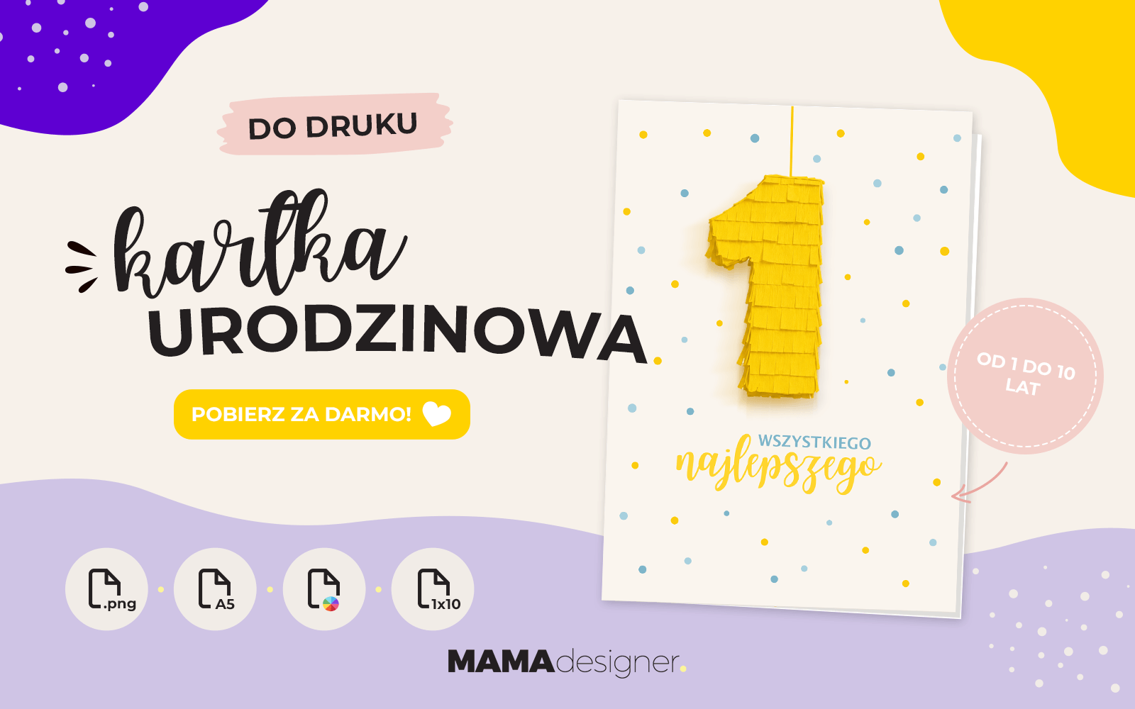Urodzinowe kartki do druku - darmowy plik PNG od MAMAdesigner