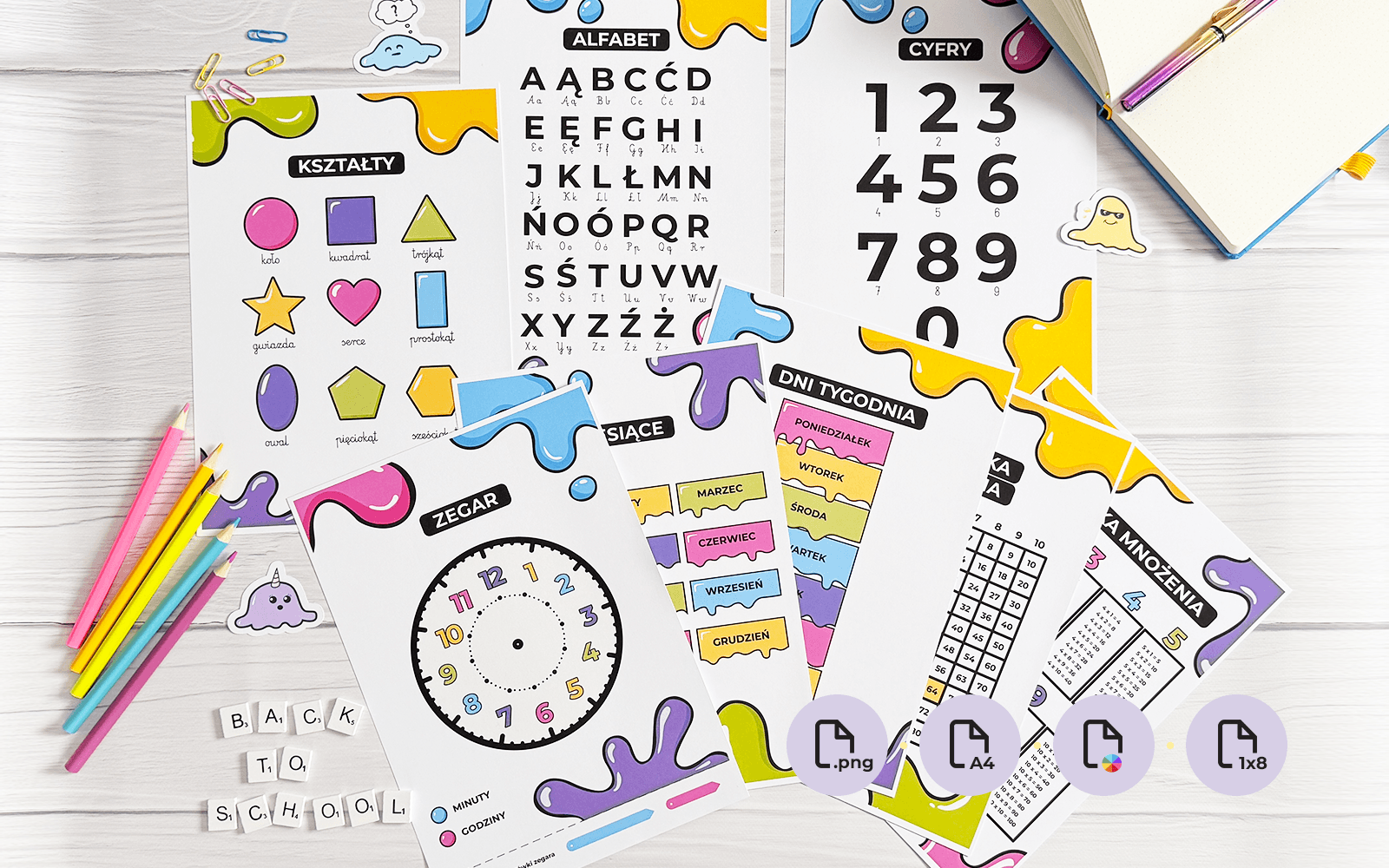 Plansze edukacyjne dla dzieci do druku - darmowe pliki PNG od MAMAdesigner.