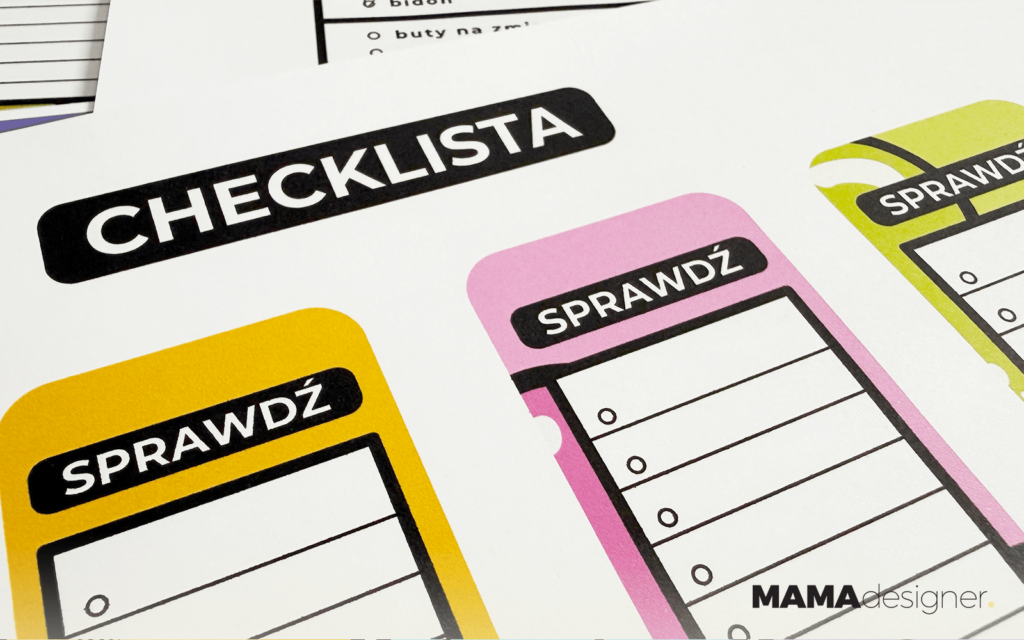 Szkolna organizacja dla dzieci do druku - zbliżenie na checklistę.