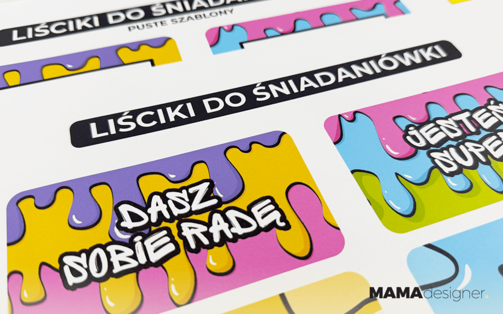 Wsparcie ucznia w emocjach do druku - zbliżenie na liściki do śniadaniówki.