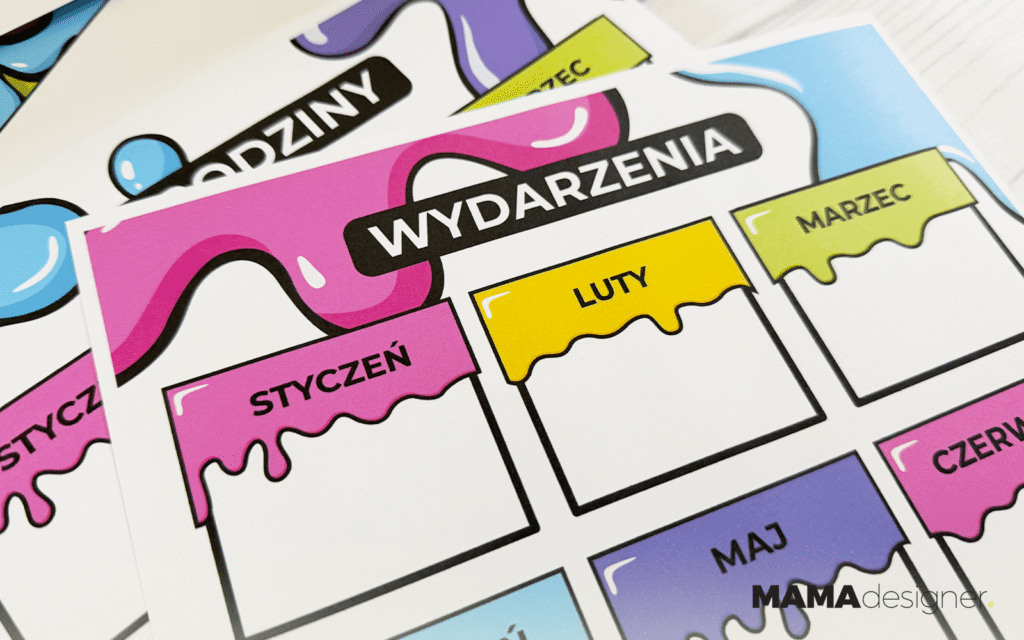 Organizacja życia klasowego do druku - zbliżenie na planner wydarzeń.