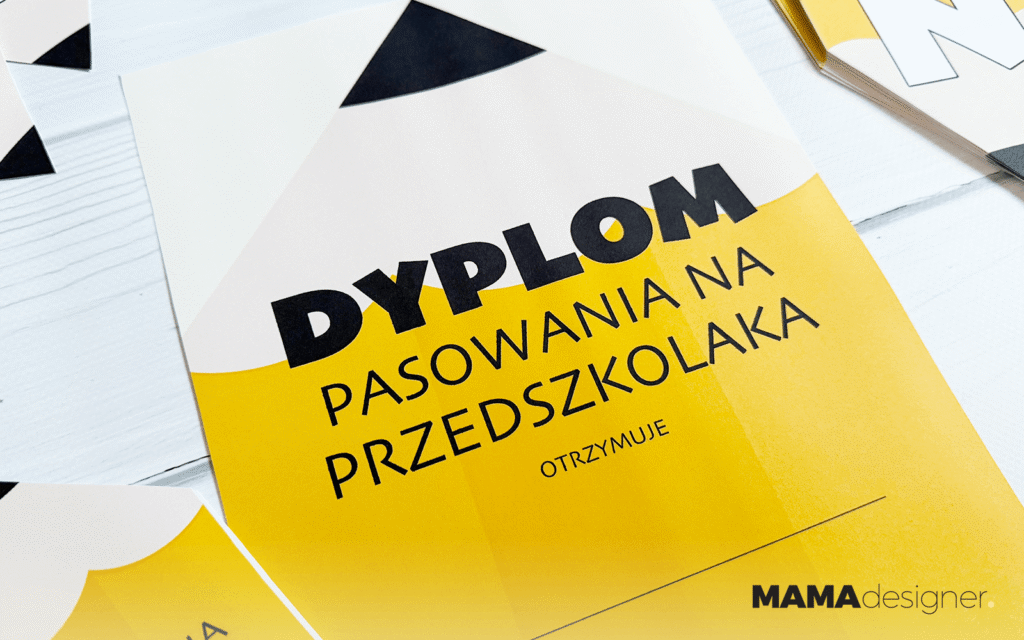dyplom pasowania na przedszkolaka do druku z motywem ołówka